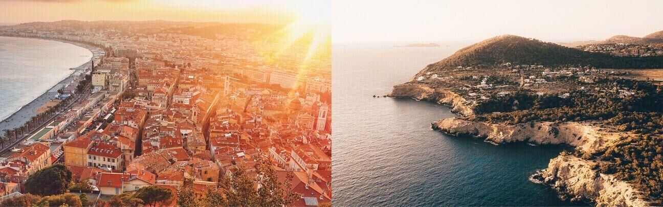Aerial view of Nice and Ibiza from private jet charter flight