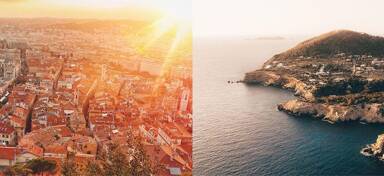 Aerial view of Nice and Ibiza from private jet charter flight