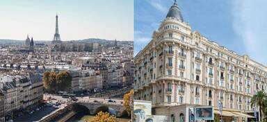 Aerial view of Paris and Cannes from private jet charter flight