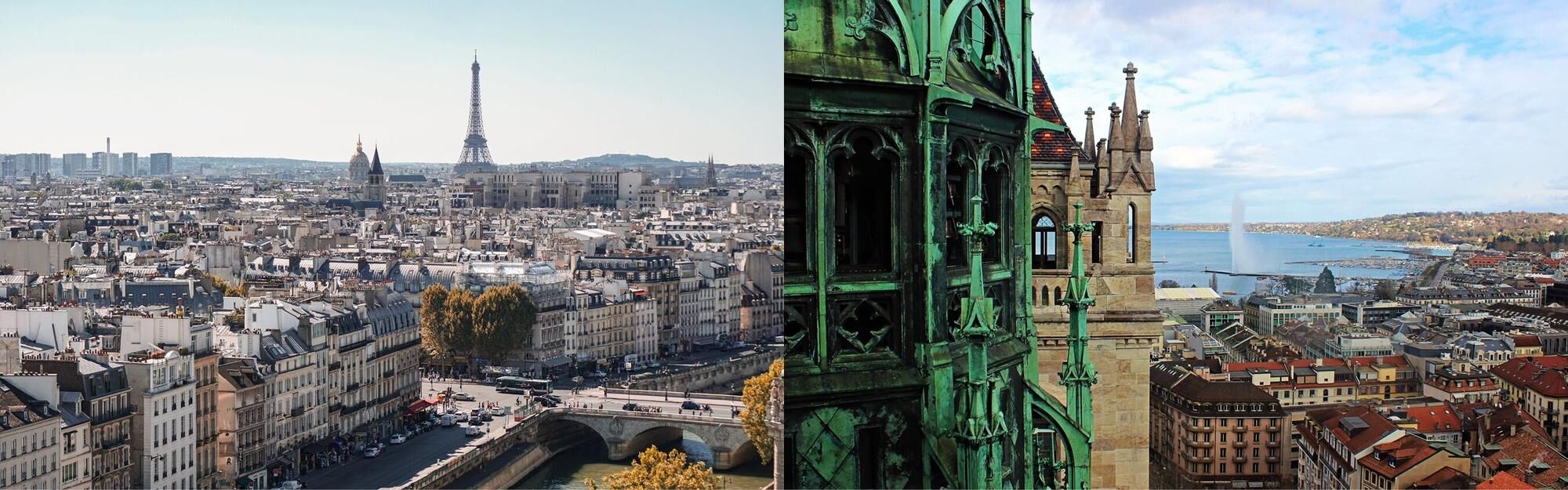 Aerial view of Paris and Geneva from a private jet from Bluemoon