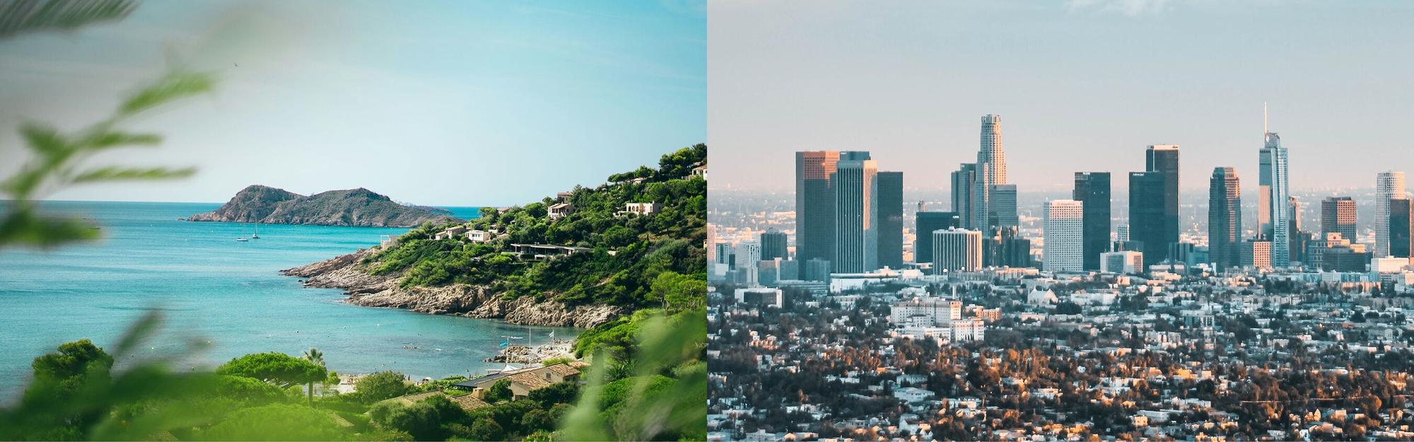Aerial view from private jet charter from Saint Tropez to Los Angeles