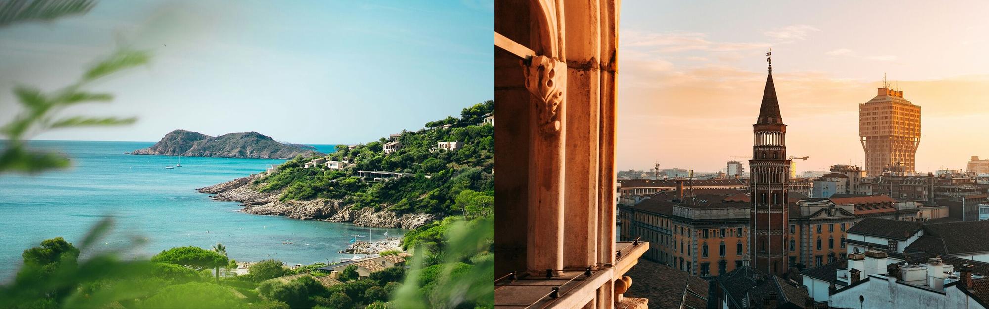 Aerial view of private jet charter flight from Saint Tropez to Milan