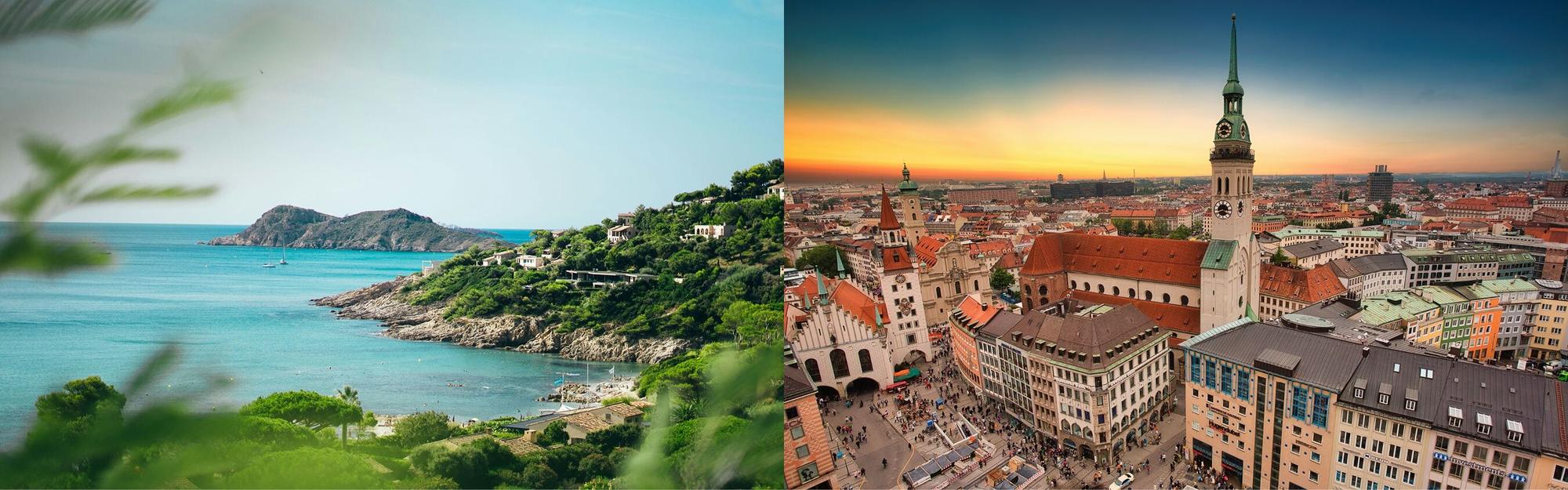 Aerial view from a private jet charter flight from Saint Tropez to Munich