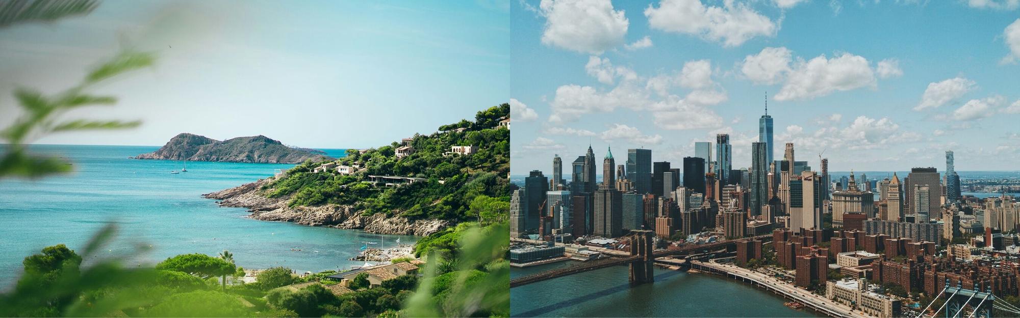 Aerial view from a Saint Tropez to New York private jet charter flight