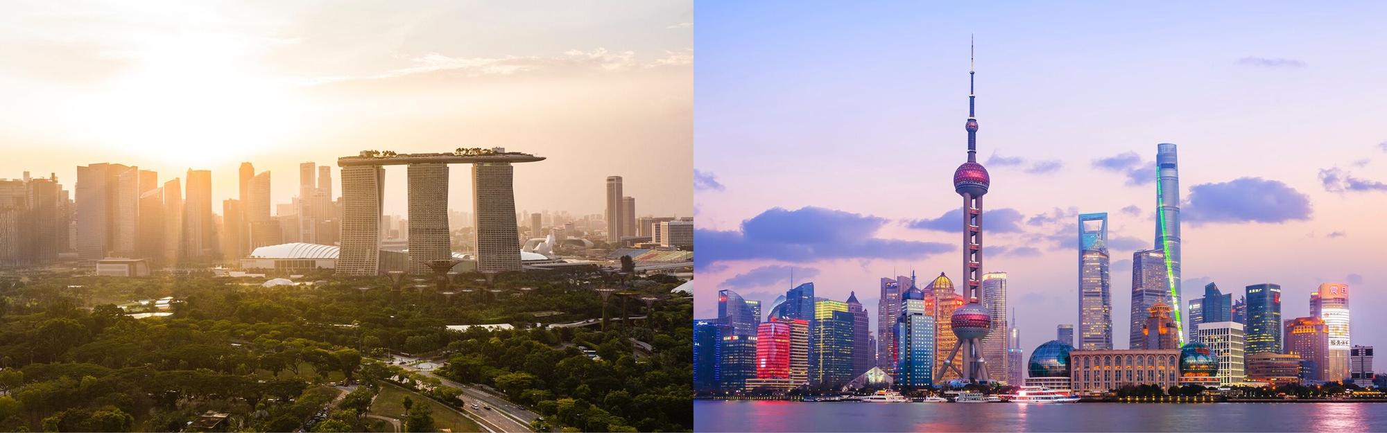 Aerial view from a Singapore to Shanghai private jet charter flight