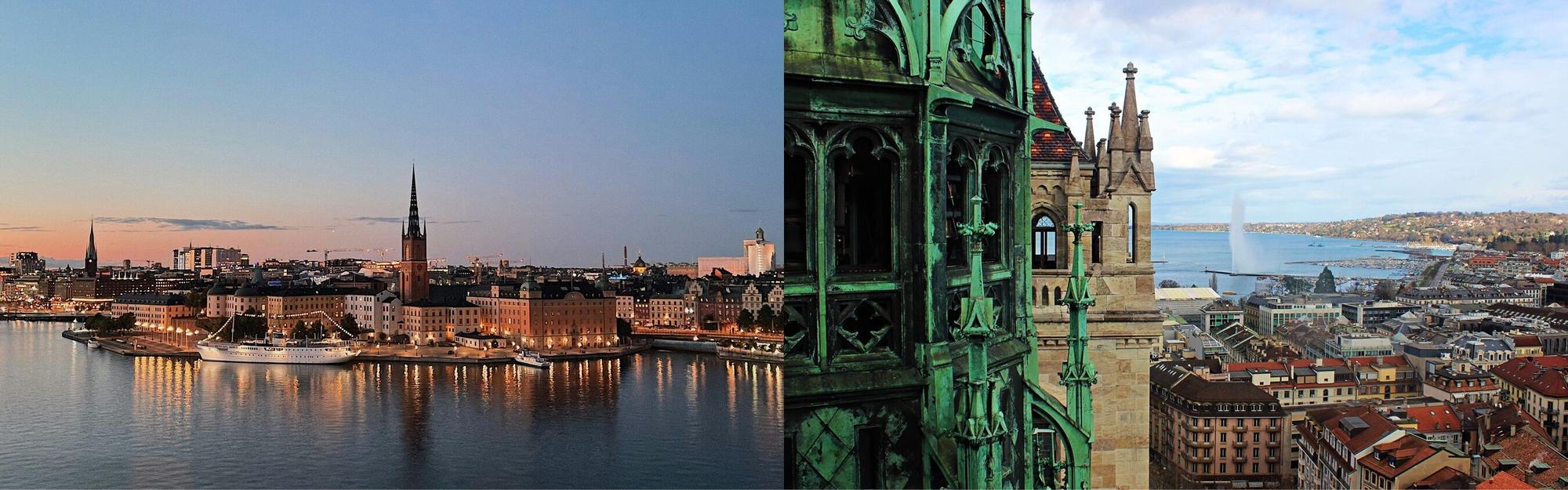 Aerial view of Stockholm and Geneva from Private Jet Charter
