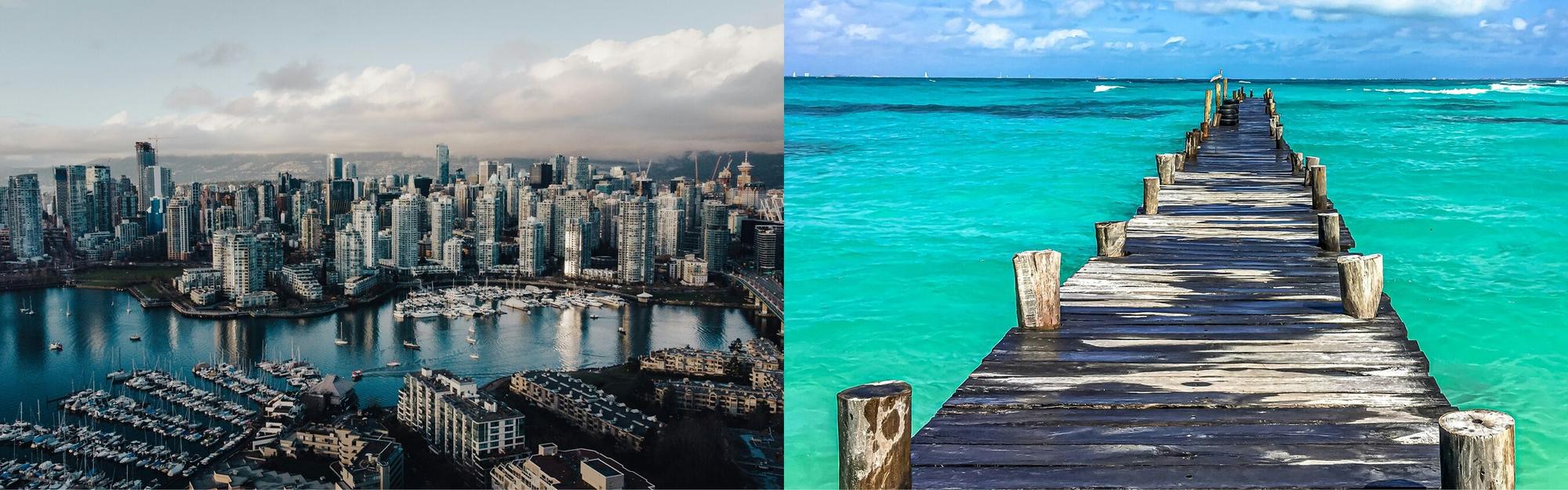 Aerial view from a Vancouver to Cancun private jet charter flight