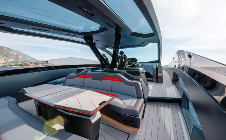Sián FKP 37 inspired Al fresco dining area aboard the Lamborghini yacht Fast One