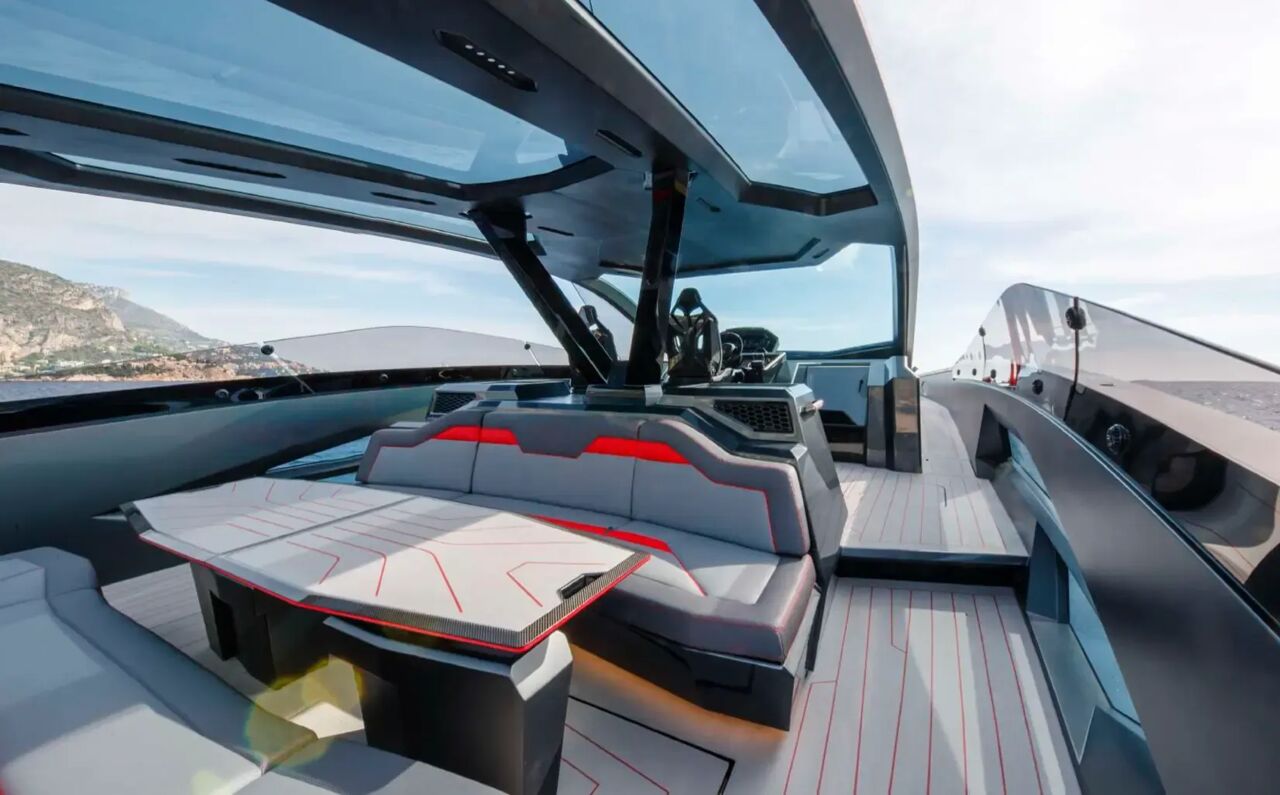 Sián FKP 37 inspired Al fresco dining area aboard the Lamborghini yacht Fast One