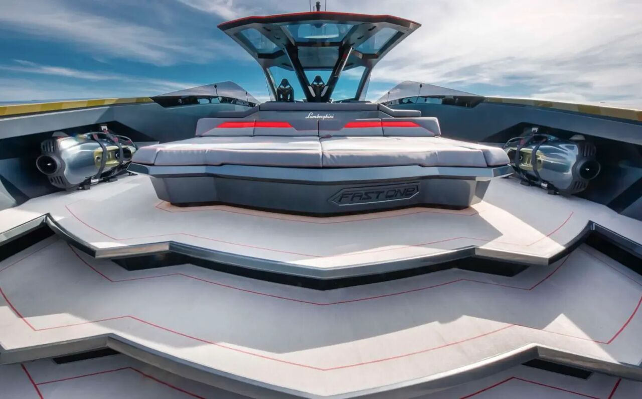Onboarding lounging area on Fast One motor yacht