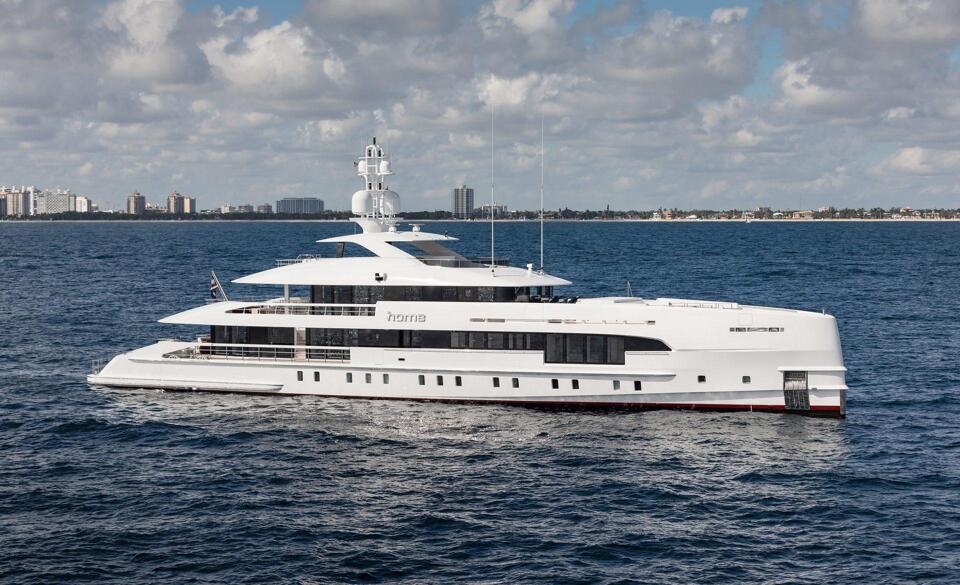 Starboard view of superyacht Home on anchor