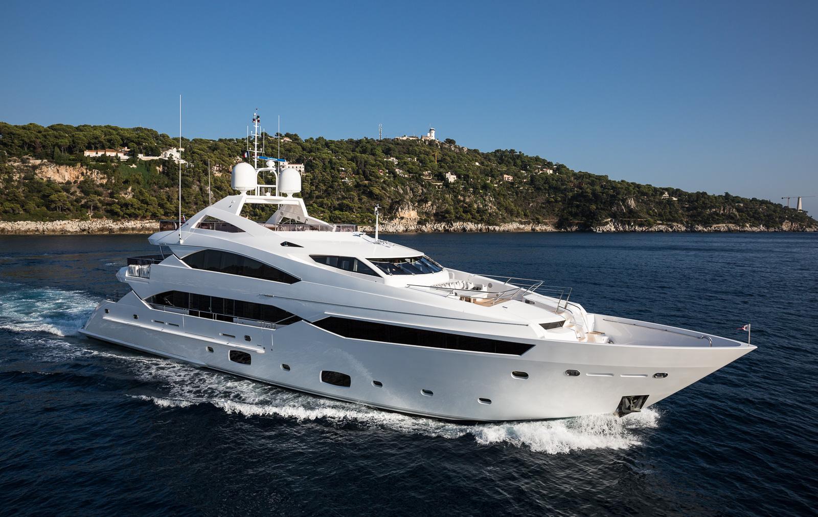 Port side of Sunseeker motor yacht Thumper, chartering with Bluemoon