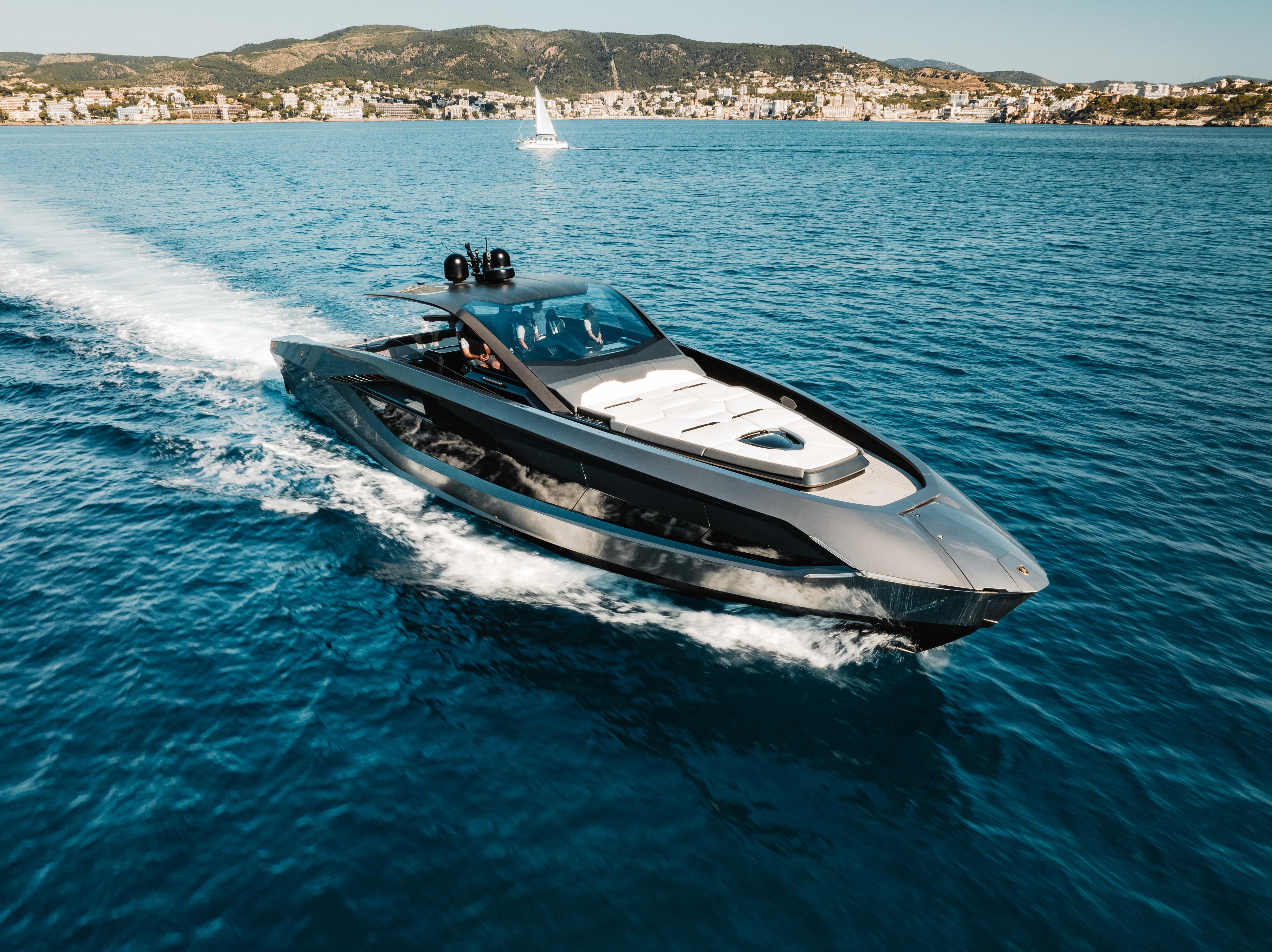 Tecnomar for Lamborghini motor yacht Elite on day charter in Ibiza with Bluemoon