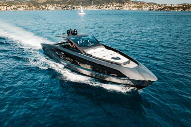 Tecnomar for Lamborghini motor yacht Elite on day charter in Ibiza with Bluemoon