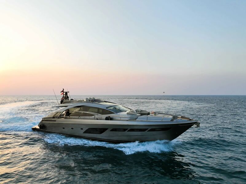 Starboard of Pershing 8X in Dubai for charter with Bluemoon