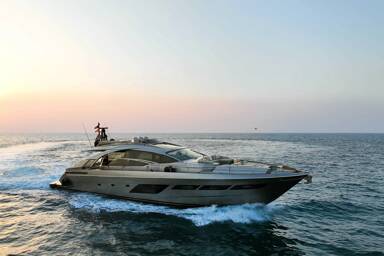 Starboard of Pershing 8X in Dubai for charter with Bluemoon