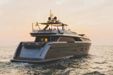 Starboard aft of Santorini yacht on charter with Bluemoon